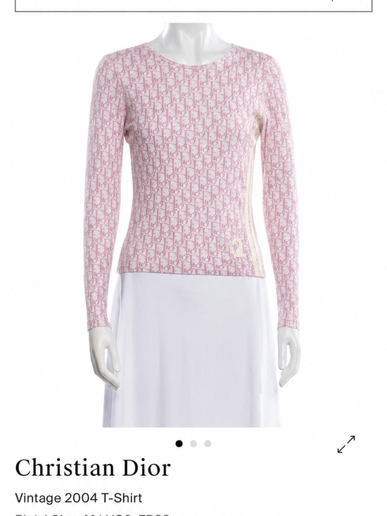 Dior Tops - Dior Pale Pink Logo-Pattern Long Sleeve Top